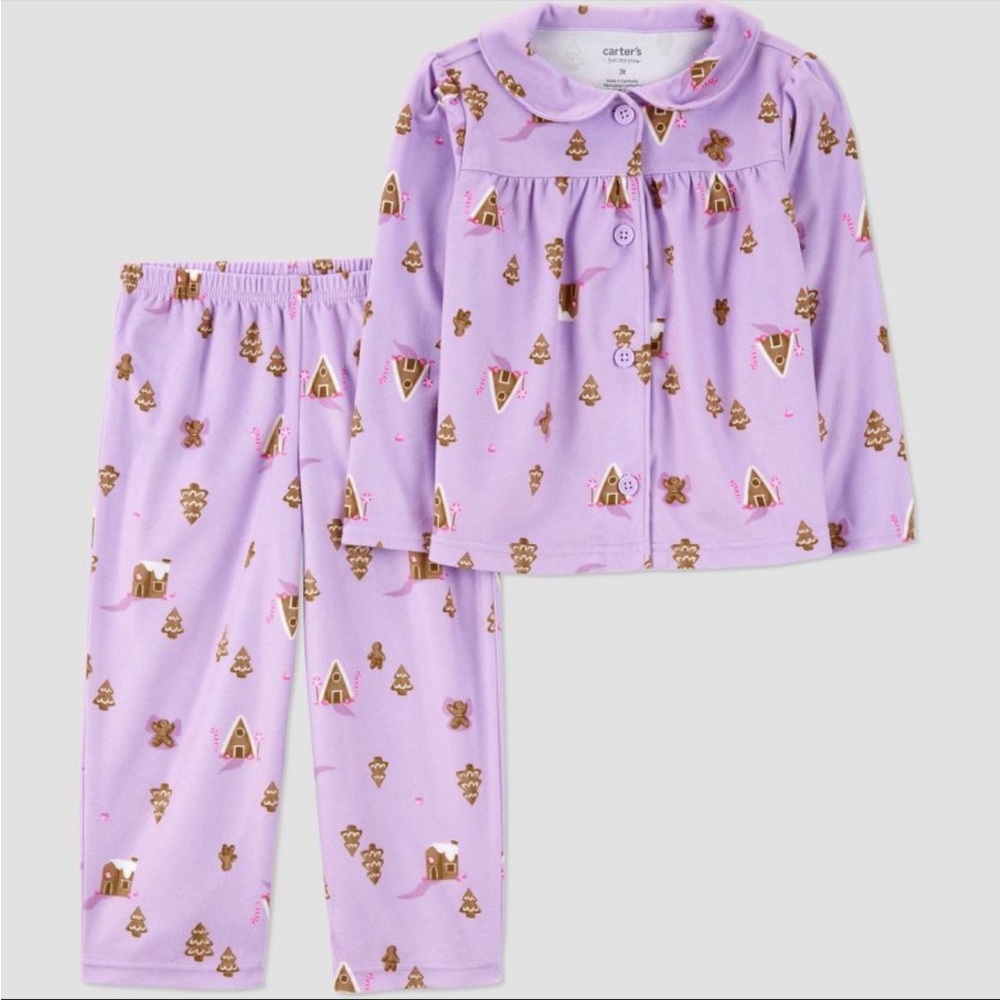 CARTER’S GIRLS GINGERBREAD PAJAMA SET - PURPLE VARIOUS SIZES (NEW WITH TAGS) A11